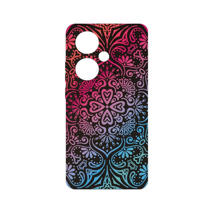 Силиконов калъф BestCase за OPPO Reno 11F 5G, Mandala Color, Camera Protection, Black c-B 72
