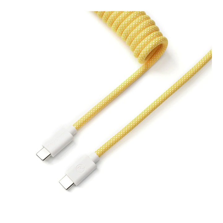 Cablu pentru tastatura Keychron Coiled Aviator Straight Custom USB Cable, USB-C - USB-C Yellow