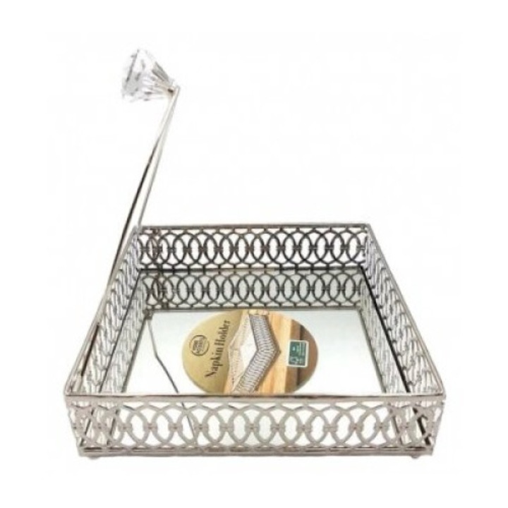 Салфетник, Home AccentМетал/Стъкло, 4, 8х17х17см