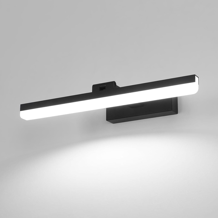 LED стенна лампа, Toollight, 9W, лампа за огледало за баня, черна, за стенен монтаж, регулируем ъгъл, 40x18x7 см, бяла светлина 6500K