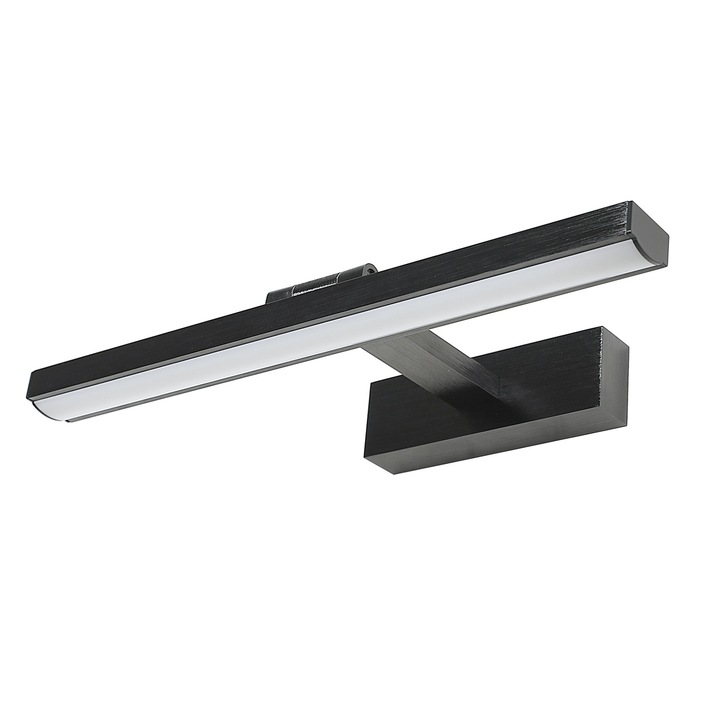 Lampa LED pentru oglinda, Toolight, Lampa de perete, Dreptunghiulara, Unghi reglabil, Neagra, 40CM, Lumina Alba 6000K, 8W, Potrivita pentru dormitor, living, bucatarie
