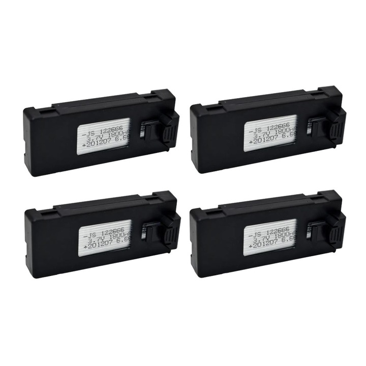 Четири батерии за дрон 1Tech, Модел Е88, 3.7V-1800 mAh, За E88, E88PRO, Ls-E525, E525 PRO, Черен
