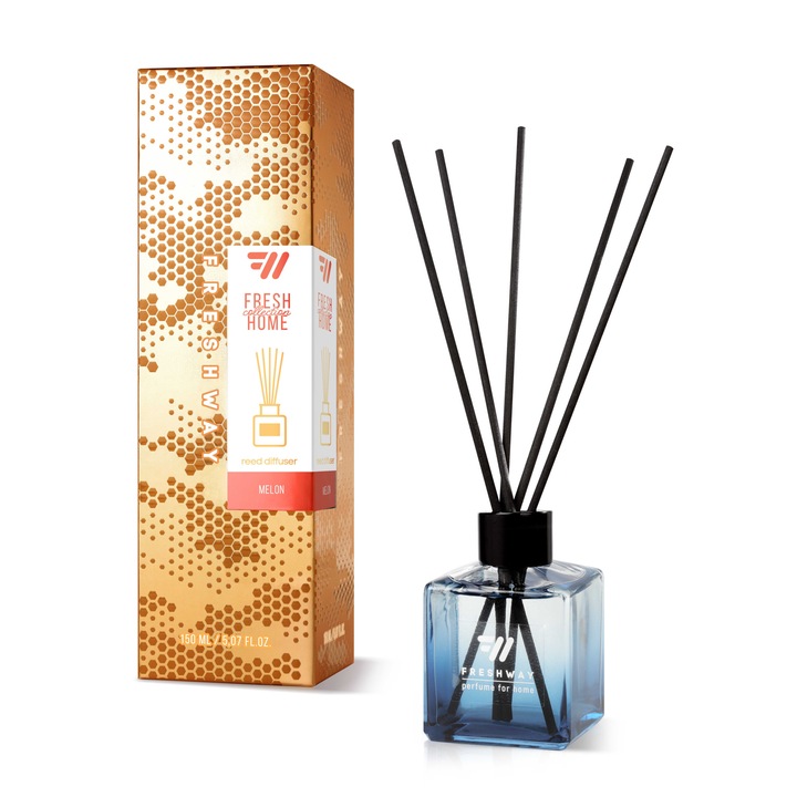 Odorizant cu betisoare FRESH WAY Home Parfum, 150 ml, Pepene galben