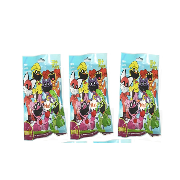 Kit 3 plicuri surpriza Mistery Box The Smiling Critters, cu figurina si cartonase Catnap, 10 cm