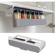 Organizator pentru 7 recipiente, Hggzeg, Montare sub raft, Cu carlige de agatat, Fara gaurire, Material antiderapant, Durabil, Robust, Detasabila, Usor de curatat, Pentru bucatarie, 32 x 13.5 x 9.3cm, PP, Alb/Gri