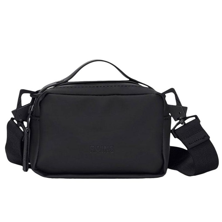 Női táska Rains Box Bag Micro, vízálló, fekete, 11x16x7,5 cm, poliuretán/poliészter