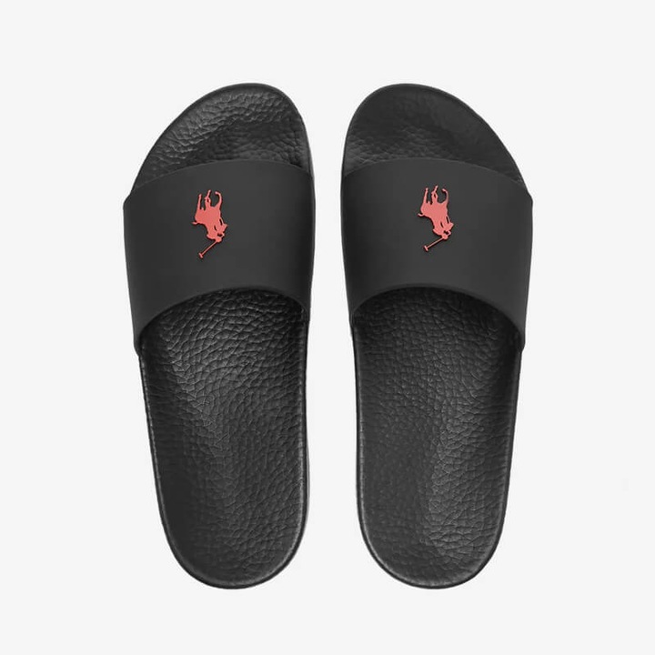 Papuci dama Polo Ralph Lauren, slip-on, PVC, negru, 35.5 EU