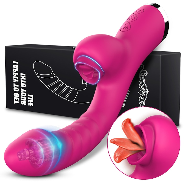 FairyKiss® Tongue Licking Vibrator секс играчки, 2 в 1 с клитор и стимулатор на G-точката, ABS + Медицински силикон, USB зареждане, Realistic Sensations Sex Toys, Червен
