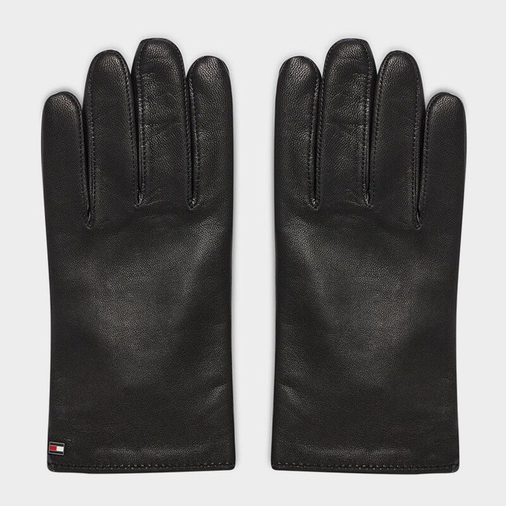 Manusi barbati Tommy Hilfiger, piele/captuseala lana si poliamida, negru, M