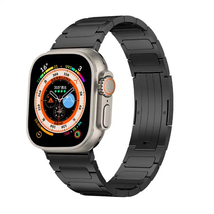 Титаниева каишка, MTP Titanium Band, съвместим с Apple Watch Ultra/Apple Watch Ultra 2, Супер лек модел, Система за бързо скъсяване, 49 mm, Черен