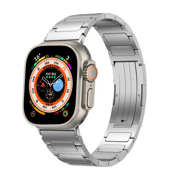 Curea Titan, MTP Titanium Band, compatibila Apple Watch 7/8, Model Super Usor, Sistem scurtare rapid, 45 mm, Silver