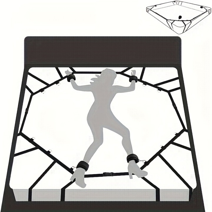 Set BDSM BABOUKISS, Curea Bondage, Nylon, Detasabil, Portabil, Negru