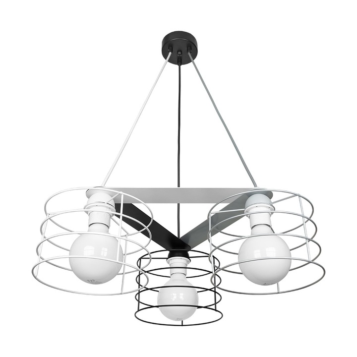 Полилей Lightstyle Лугано, 3хЕ27, Черен/Сив/Бял