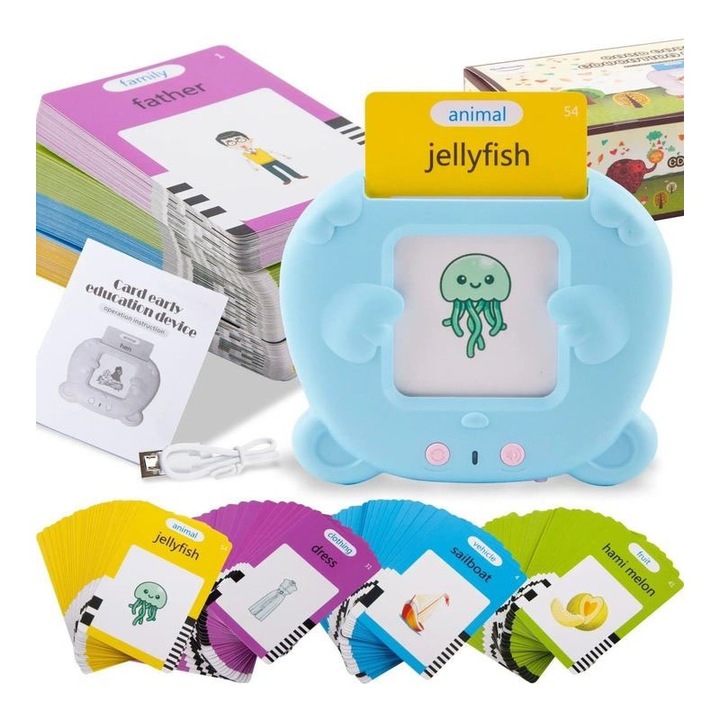 Set de Jocuri Educative, Cartonase cu Cuvinte in Engleza, 510 Cuvinte, Multicolor, Reincarcabil, 1 an+