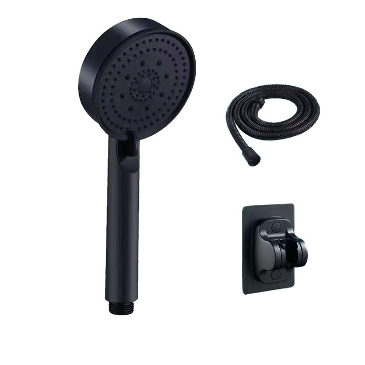 Coloana de dus Rqiurpn, para dus cu filtrare, Cu furtun de 1.5 m din si suport pentru para, 5 functii, Inlocuire excelenta pentru capul de dus pentru baie, negru, ABS, set 3 piese