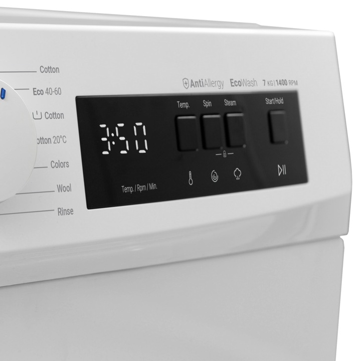 Masina de spalat rufe Daewoo DWD-FV2021-3, 7 Kg, 1400 RPM, Display, Clasa A, Alb