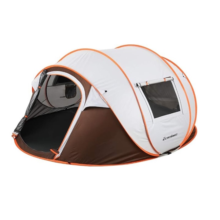 Cort camping tunel, pentru 4-6 persoane, impermeabil, cu 2 dormitoare