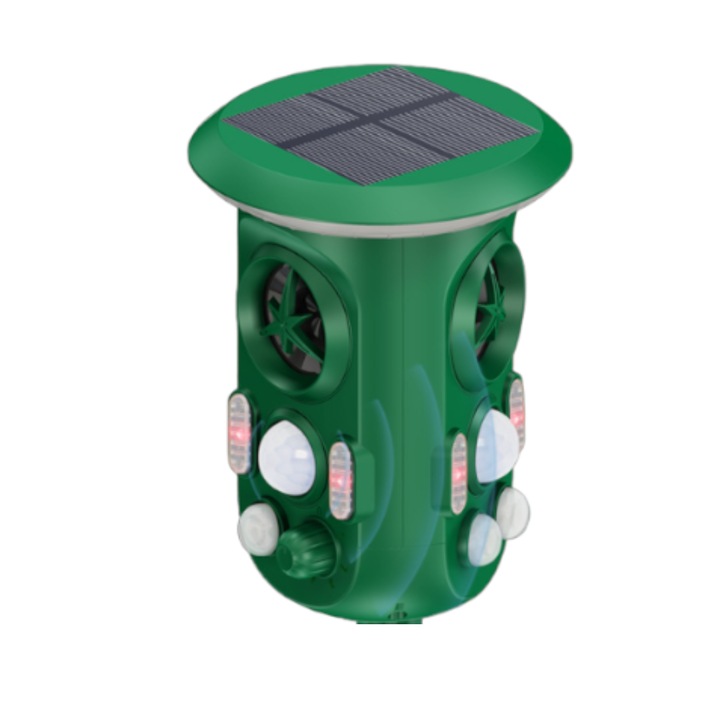 Професионален ултразвуков сензор за птици, големи и малки животни, регулируема честота, слънчево зареждане и зареждане с USB кабел, защитен от влага, инфрачервен PIR сензор за движение, обхват 8-10 м, работен ъгъл 360°, лесен за инсталиране, син AD-bug-84