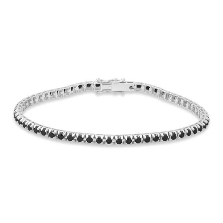 Bratara Tennis din Aur Alb de 18K cu Diamante Naturale Negre de 3.09 Carate Sandra Ferretti