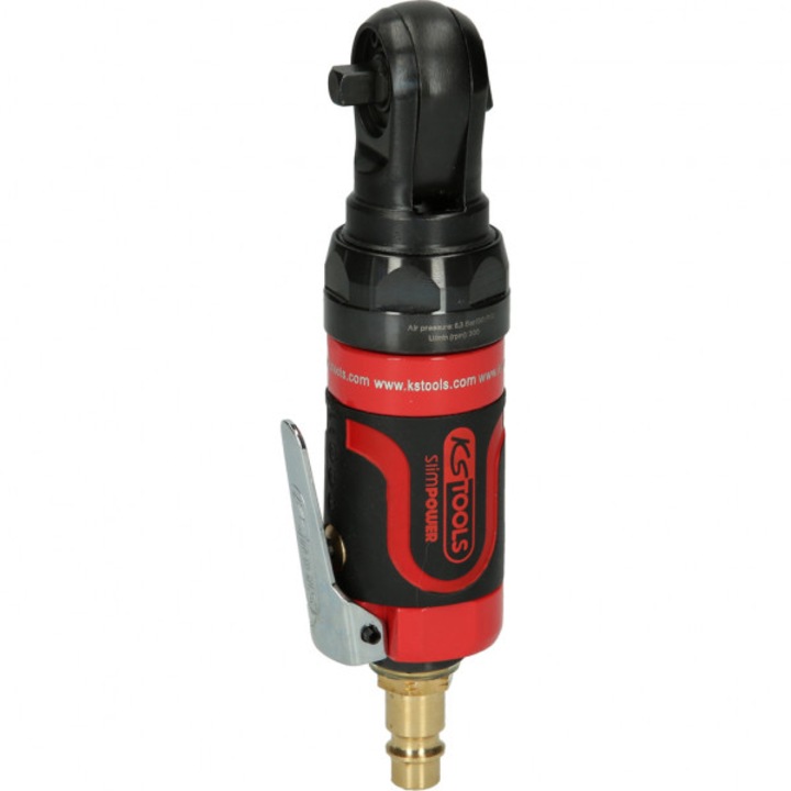 KS TOOLS SlimPOWER pneumatikus ütvecsavarozó racsnis kulcs, 1/4 hüvelykes négyszöghajtás, maximális nyomaték 30 Nm, hossz 135 mm, 1/4 hüvelykes légcsatlakozás
