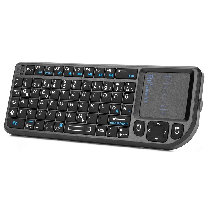 Безжична клавиатура Rii X1 Mini, за игри, с тъчпад, многоцветна