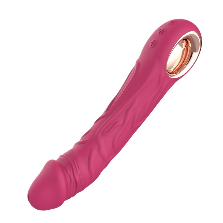 Vibrator Bagheta Magica, 22cm, 10 moduri de vibrare, siliconic, rezistent la apa, YHJ, fucsia
