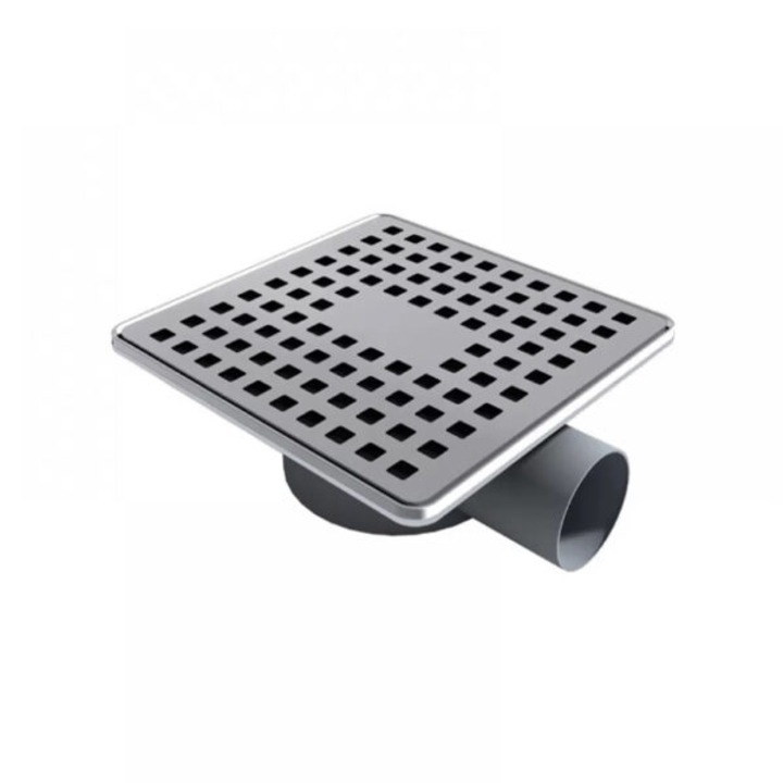 Sifon pardoseala inox 15x15 cm, Ø50 Iesire laterala