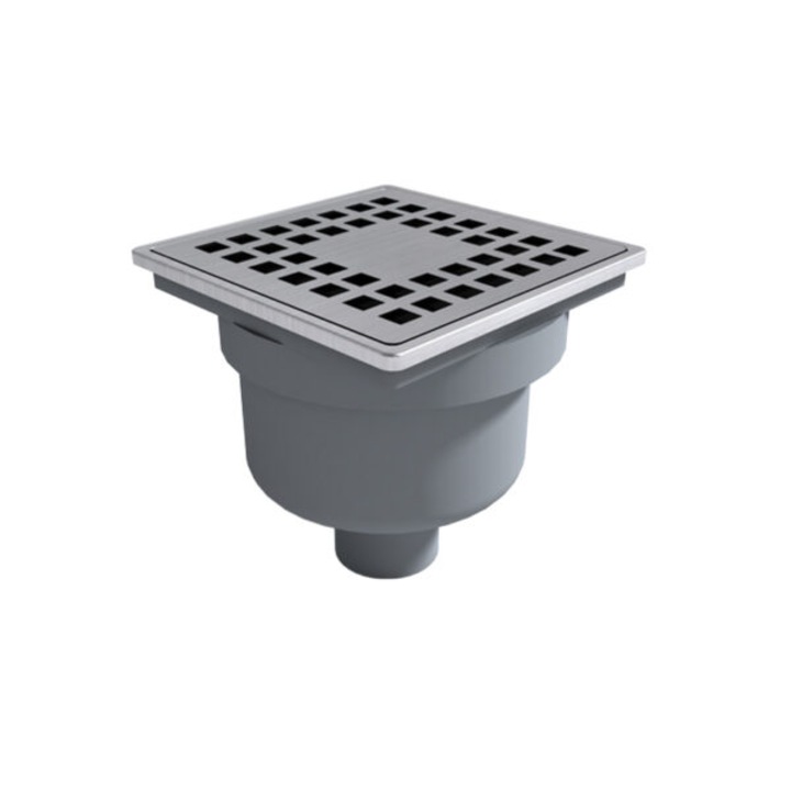 Sifon pardoseala inox 10x10 cm, Ø50 Iesire verticala