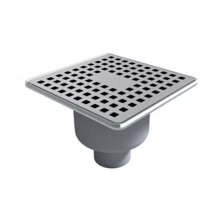 Sifon pardoseala inox 15x15 cm, Ø50 Iesire verticala