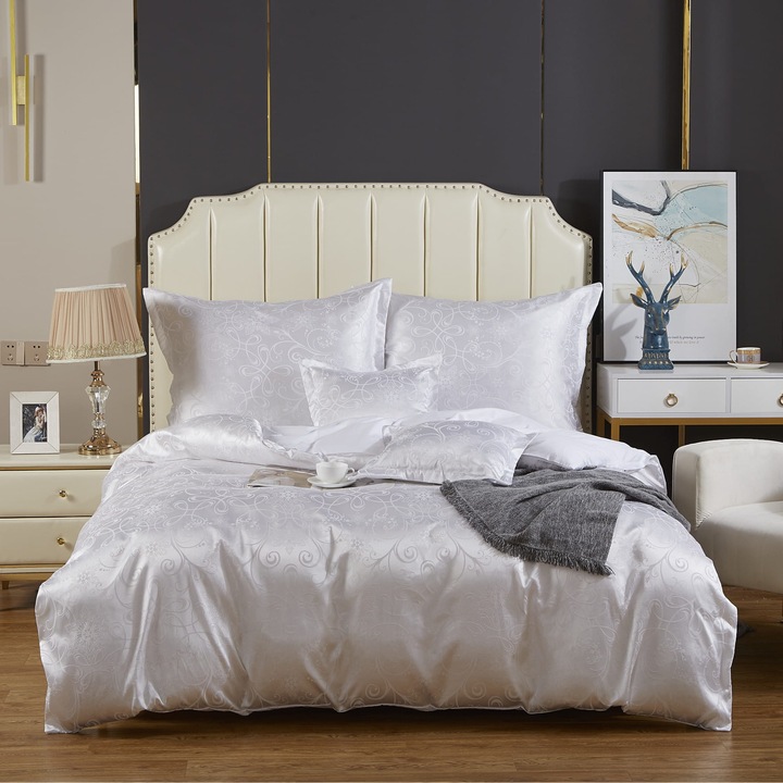 Спален комплект, Spod Igły i Nitki, Памук, 160x200/70x80 см, Бял