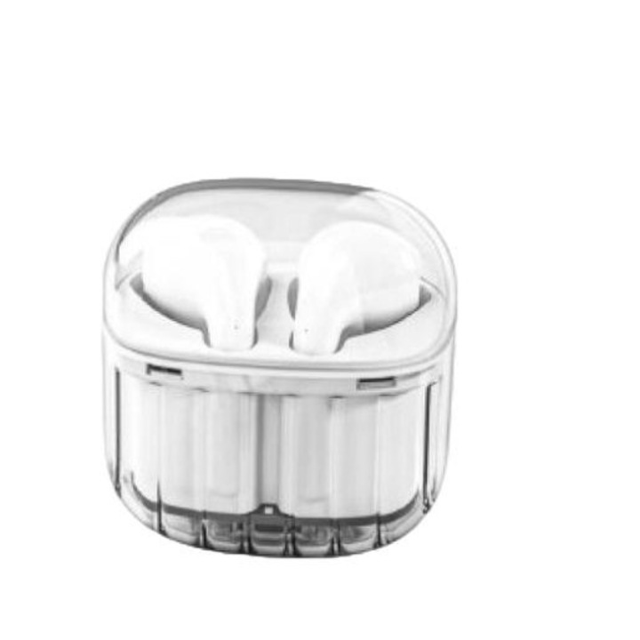 Vezeték nélküli fülhallgató, Bluetooth 5.3, 24 órás akkumulátor-üzemidő, zajszűrés, érintés, IPX4, sztereó 3D, fehér