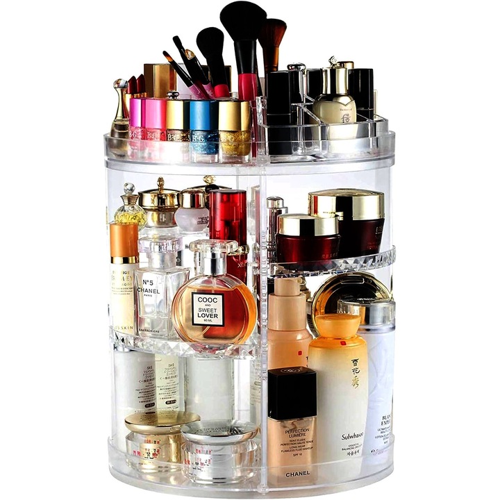 Organizator de birou, ELEMAG, 360° cu rotire, Transparent