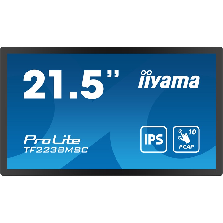 Monitor LED IPS iiyama ProLite Touch nyitott keret TF2238MSC-B1 21.5" Full HD, 5ms, HDMI, Display Port, HUB USB 2x3.2