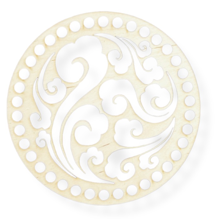 Baza din lemn pentru fundul cosului, Motive Colorate, Cerc, din placaj 18cm, Ajour