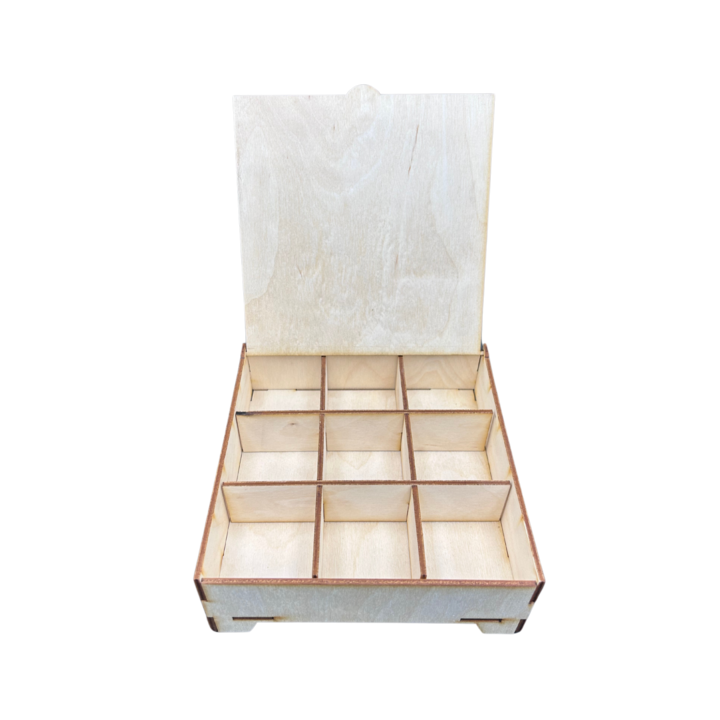 Cutie din lemn ajourata, Motive Colorate, din placaj, pentru Decupage, cu capac, s0594