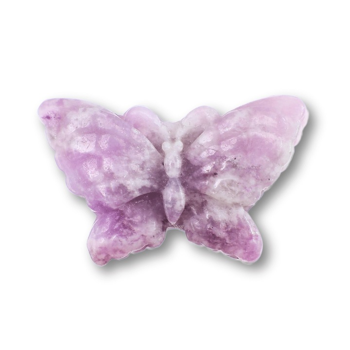Pillangó figura Natural Lepidolite anyagból, 5 cm - Elősegíti a nyugalmat és az érzelmi egyensúlyt,