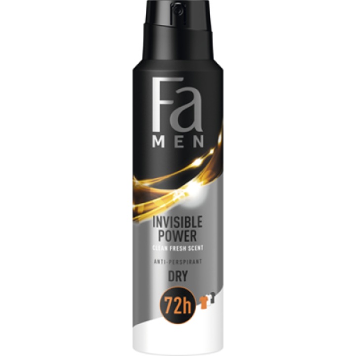 Deodorant spray anti-perspirant Fa Men Invisible Power cu parfum revigorant, Barbati, 150 ml