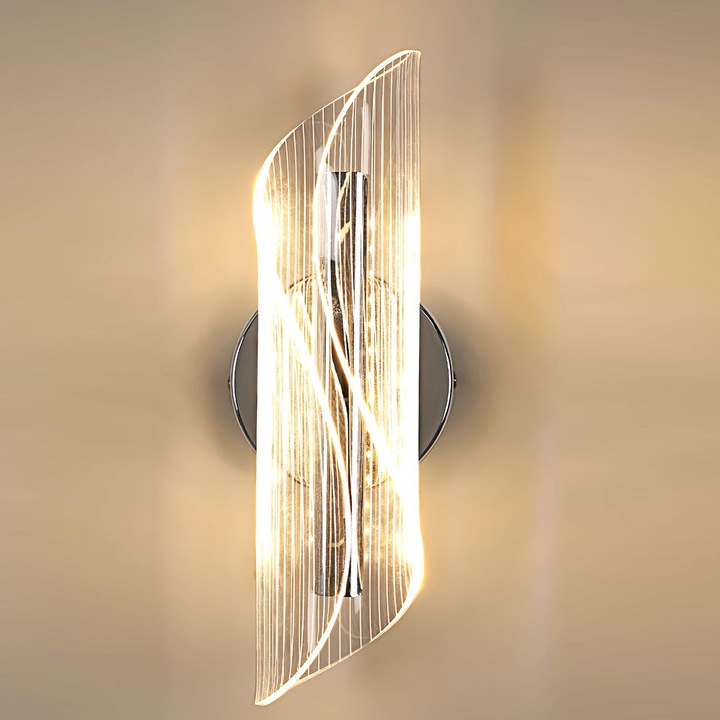 Lampa De Perete Cu Led, Goeco, 28*10*11cm, 16w, Lumina Tricolora, 6500k+4500k+3000k, 220v, Culoare Cromata