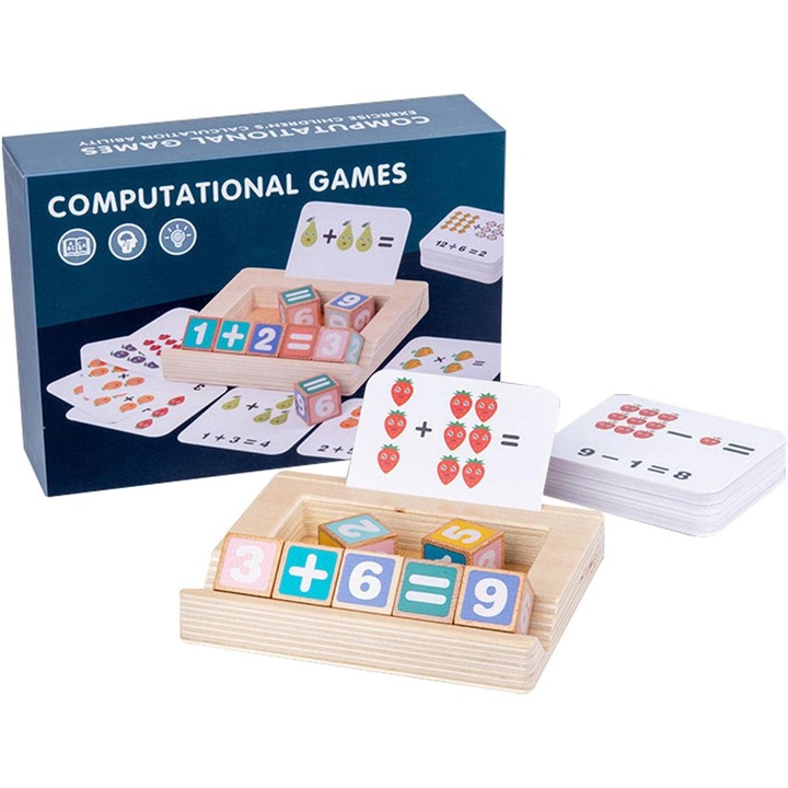 Kit de matematica din lemn Joc de calcul, Montessori, SARALMA®