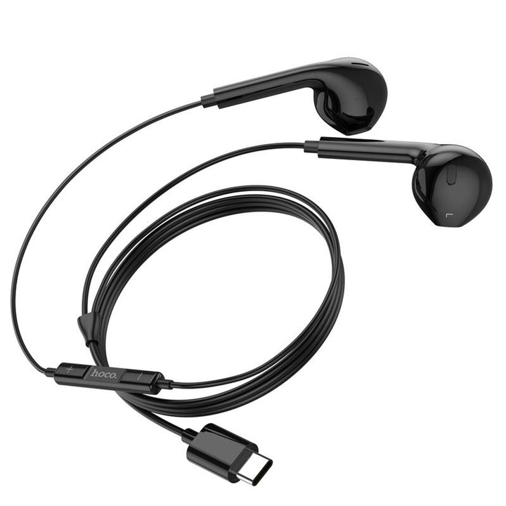 Vezetékes fejhallgató mikrofonnal, 1,2 m-es USB-C Hoco Crystal Joy M101 - fekete
