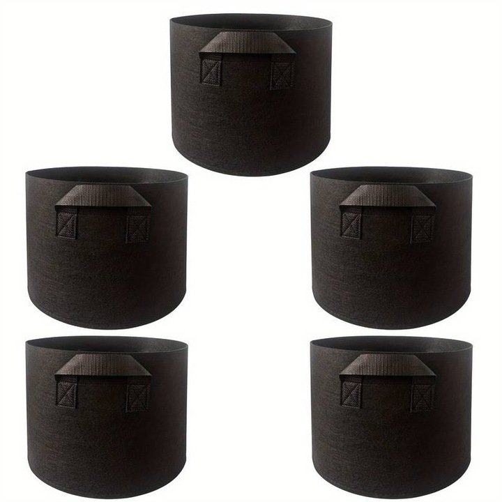 Set 5 saci de plantat din material netesut negru