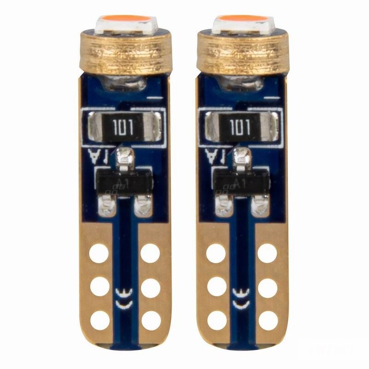Set 2 becuri T5, 1 LED, SMD3030 12V 0.5W, W1W, rosu, High Power, 03727 Amio
