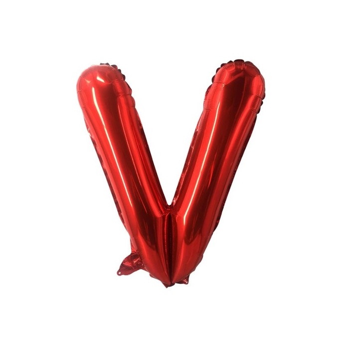 Балон от метално фолио, буква V, 40 см, червен, HAPPY JOKER®