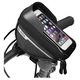 Borseta pentru bicicleta, impermeabila, cu husa pentru telefon inclusa, montare pe ghidon, compatibila cu telefoane pana la 16 cm lungime, 18.5x9.5x8.5 cm, negru