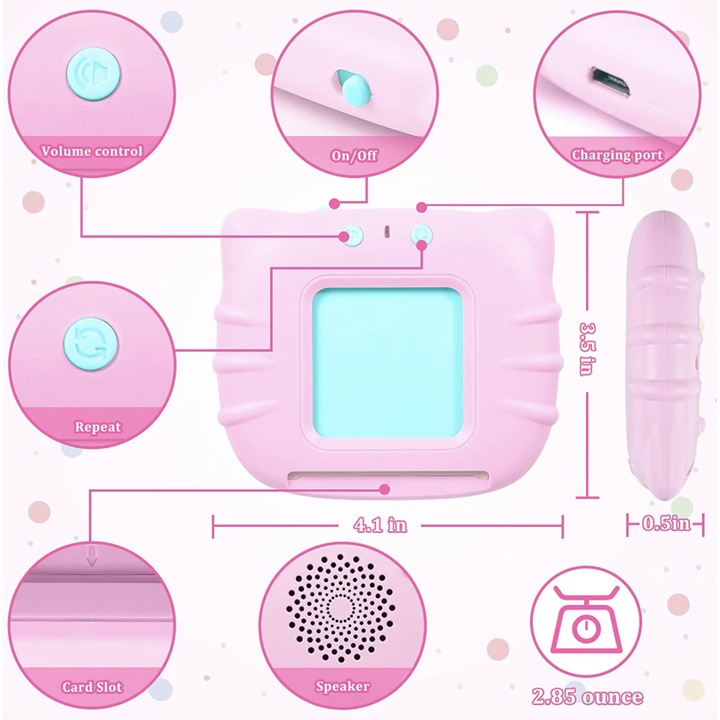 Oktatójáték gyerekeknek, kártyaolvasó tanulóeszköz készlet, 112 darabos flash kártyák 224 szóval, 2 év felett, rózsaszín