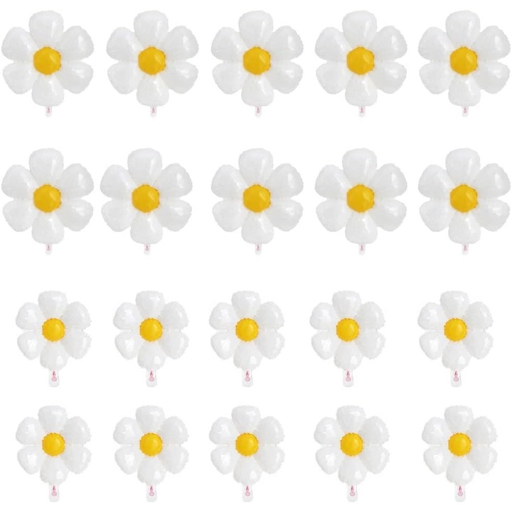 Set 20 baloane, ComResi, Model Margarete, aluminiu, alb, 10x71x71cm/10x50x40cm, 20 buc