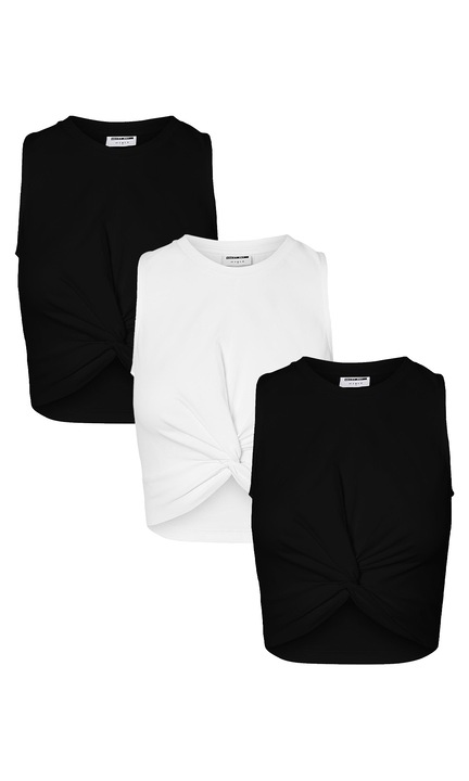 Комплект 3 дамски тениски NOISY MAY, 5276, Regular fit, Cotton, Зелени аспержи