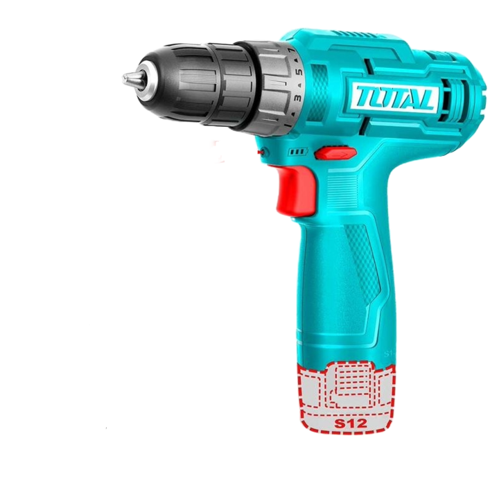 Masina de gaurit cu acumulator TOTAL, 12V, 1.5Ah, LI-Ion, LED, 750Rpm, 20Nm, baterie inclusa, fara incarcator