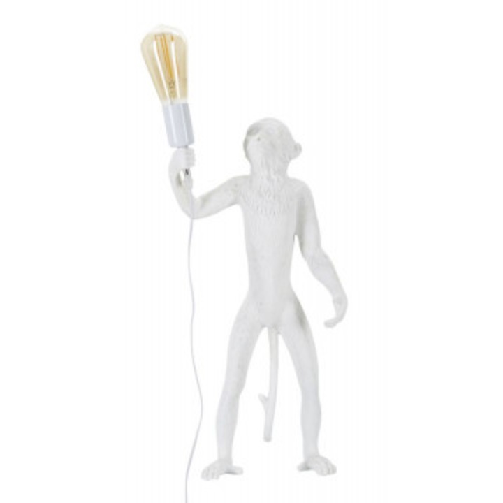 Lampa alba din polirasina, soclu E27, max 40W, 26 x 34 x 55 cm, Monkey Mauro Ferreti