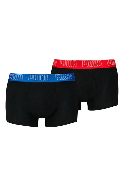 Puma, Set de boxeri cu banda logo in talie - 2 perechi, Negru stins, L